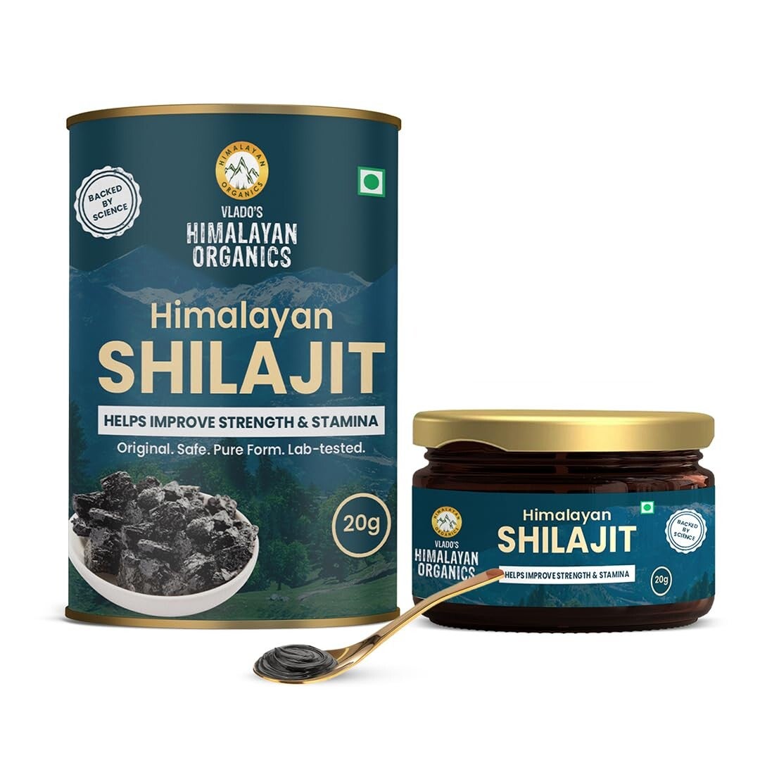 Vlado’s Himalayan Organics Pure Shilajit Resin 20g Pack for Strength, Stamina, Energy, Performance, and Endurance Boost