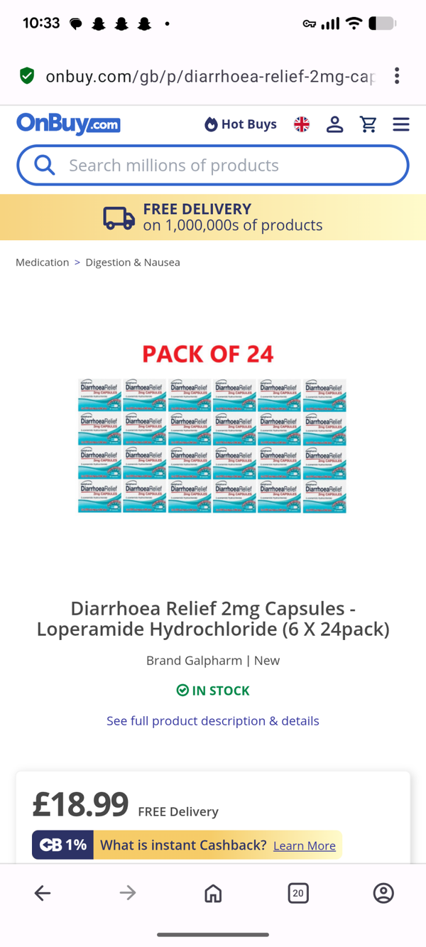 Diarrhoea Relief 2mg Capsules - Loperamide Hydrochloride (6 X 24pack)