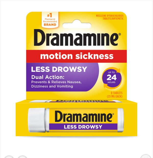 Dramamine All Day Less Drowsy Motion Sickness Relief, 8 Tablets