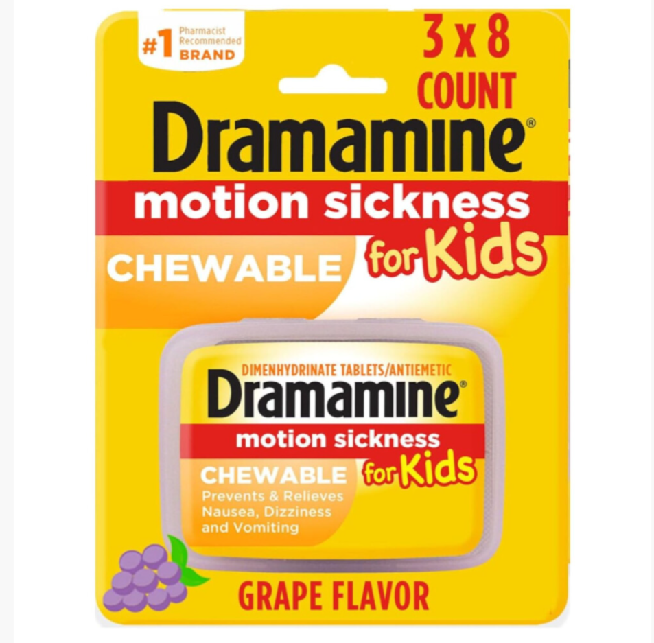 Dramamine Motion Sickness for Kids 8 Chewable Tabs - Grape Flavor