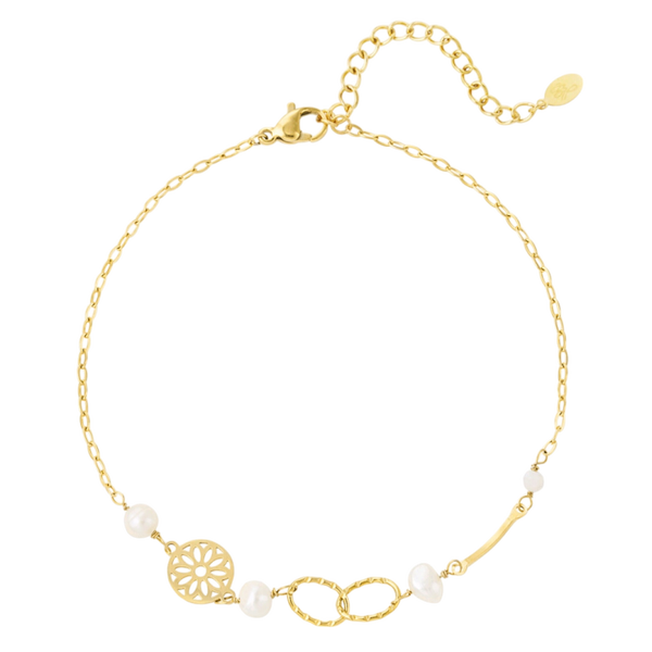 Enkelbandje bedel combinatie en parels