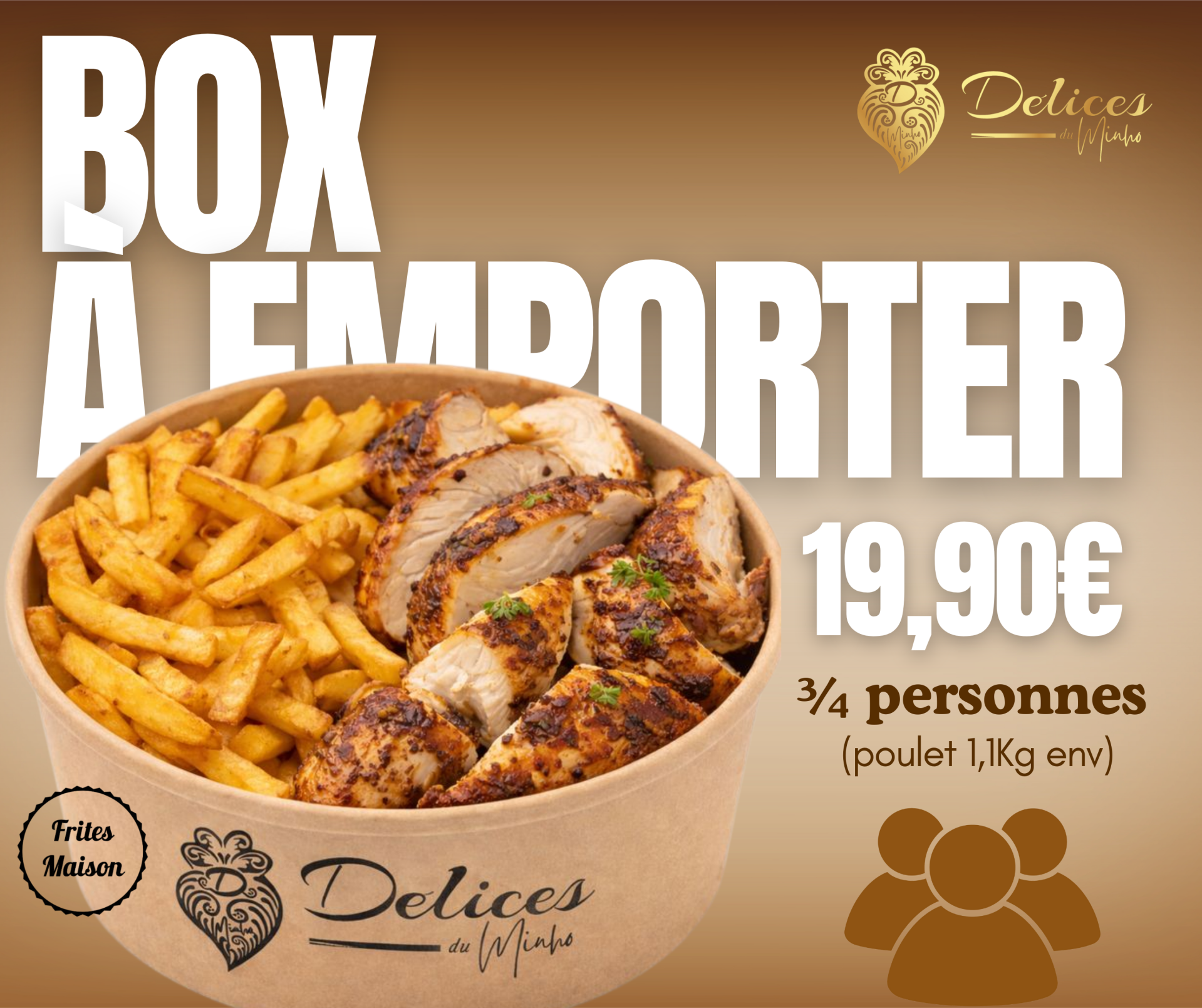 Box Poulet Frites Maison | ¾ personnes (poulet 1,1Kg env)