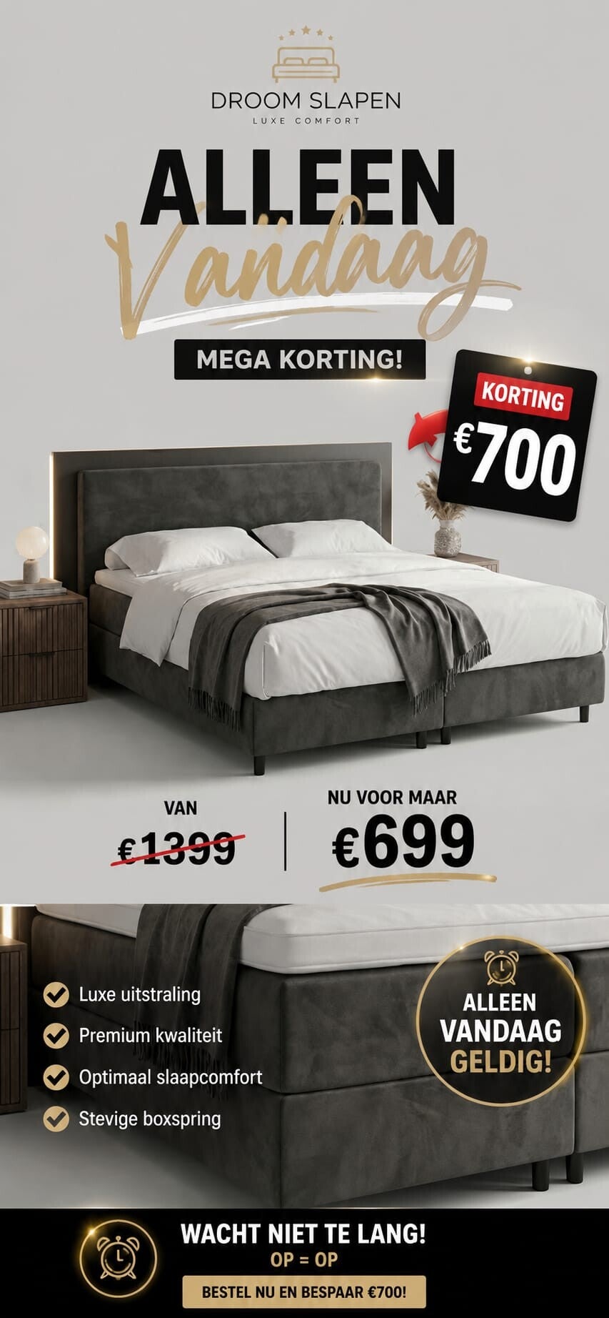 Alleen Vandaag Boxspring Velvet Actie