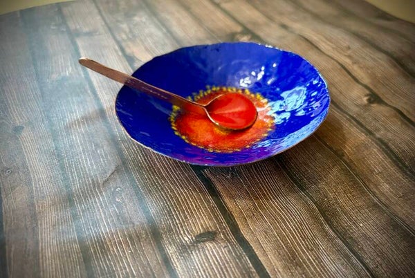 Cobalt Blue Salt Cellar w/spoon