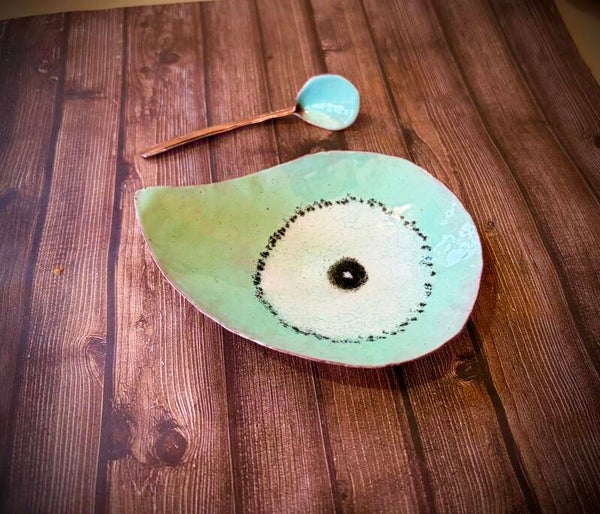 Teardrop salt cellar w/spoon