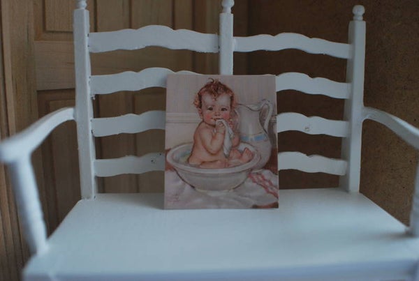 Oude versie baby plaatje kindje in bad