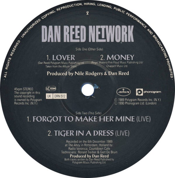 Dan Reed Network - Lover/Money [UK, blue vinyl] - 12"