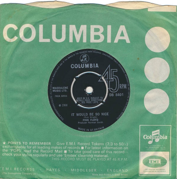 Pink Floyd - It Would Be So Nice [UK, press-out centre] - 7"