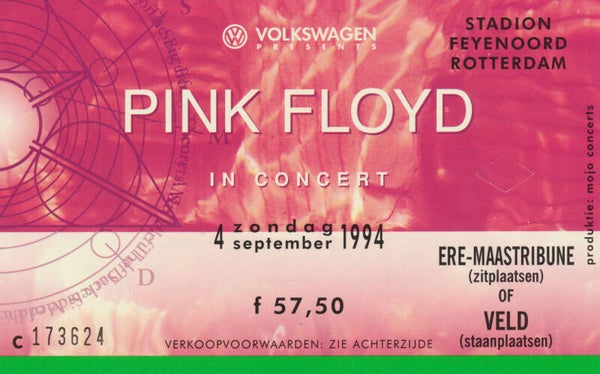 Pink Floyd - Stadion Feijenoord, Rotterdam, September 4, 1994 [Holland, Ere/Maastribune] - Ticket Stub