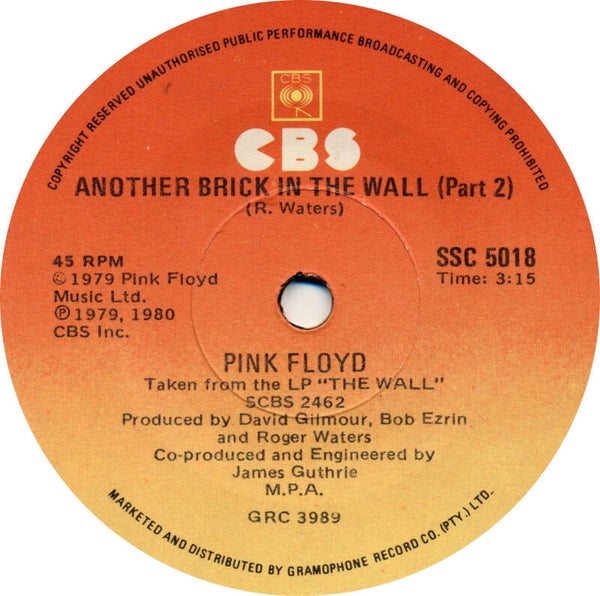 Pink Floyd - Another Brick In The Wall (Part 2)/Young Lust [South Africa] - 7"