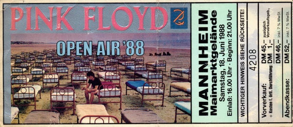 Pink Floyd - Maimarktgelände, Mannheim, 18 June 1988 [Germany] - Ticket Stub