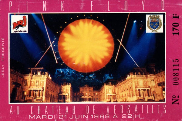Pink Floyd - Chateau de Versailles, 21 June 1988 [France] - Ticket Stub