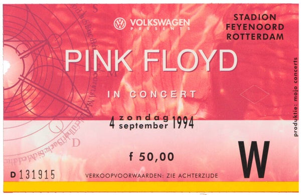 Pink Floyd - Stadion Feijenoord, Rotterdam, September 4, 1994 [Holland, Vak W] - Ticket Stub