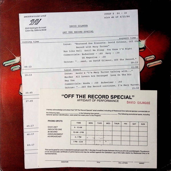 David Gilmour - In Concert [USA, radio show promo] - 2LP