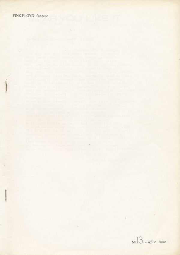 Pink Floyd - Pink Floyd Fanblad No. 13 - 1981 [Holland] - Fanzine