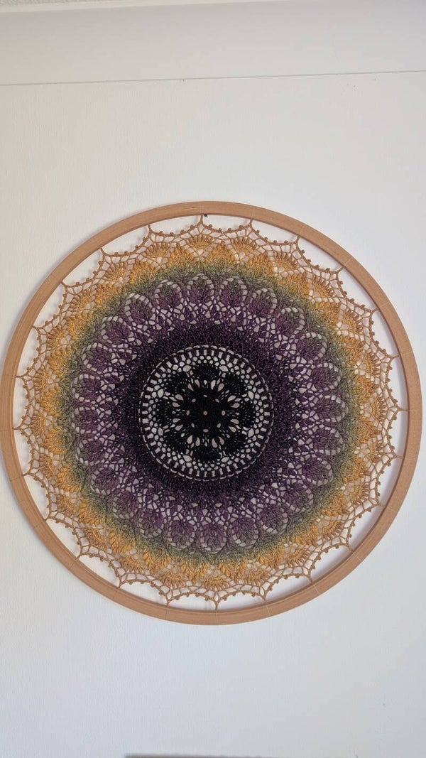 Purple down Mandala wall art 80cm