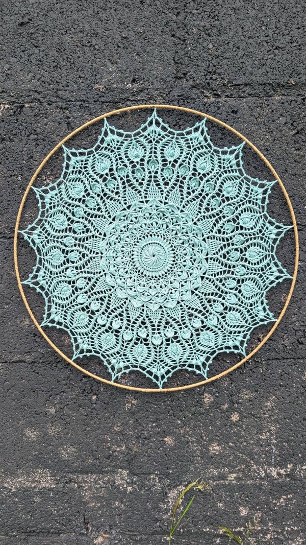 Aqua lace Mandala wall art 50cm