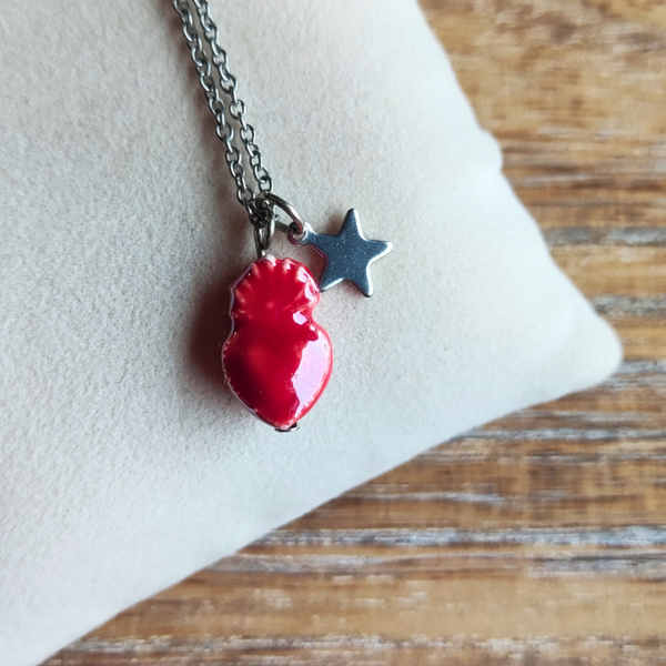 COLLANA CUORE SACRO CERAMICA ROSSO
