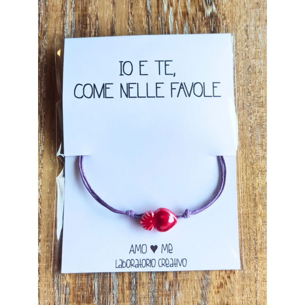 BRACCIALETTO YOU ARE SPECIAL TO ME - Cuore sacro ROSSO, cordino LILLA