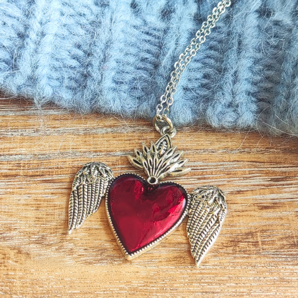 COLLANA CUORE SACRO ALATO
