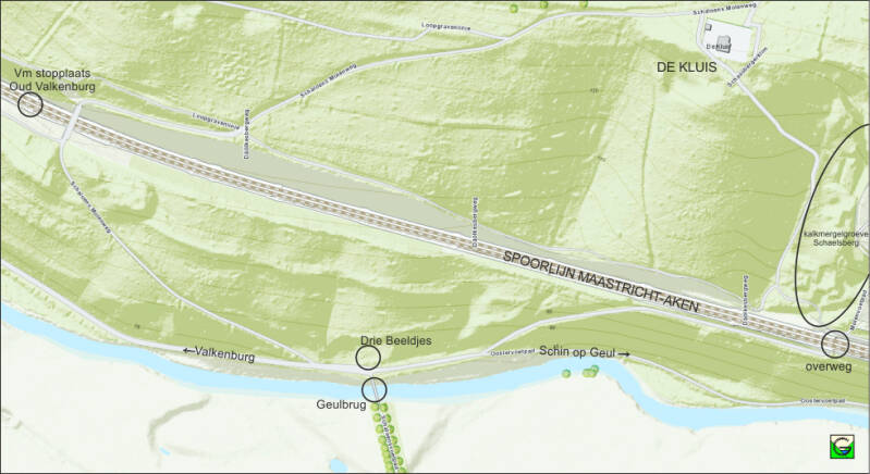 topografische kaart van de omgeving van de Drie Beeldjes
