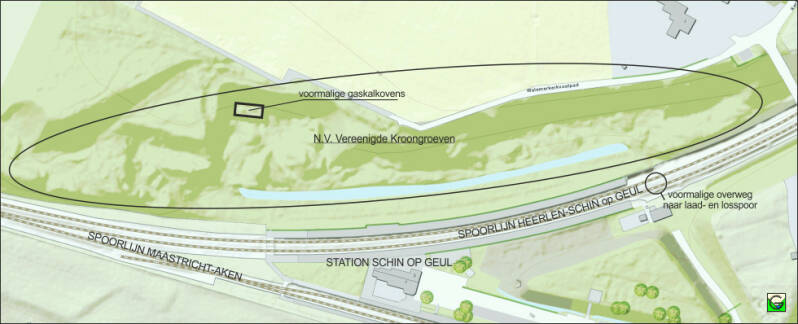 topografische kaart van het gebied van kalkbranderij Kroongroeven