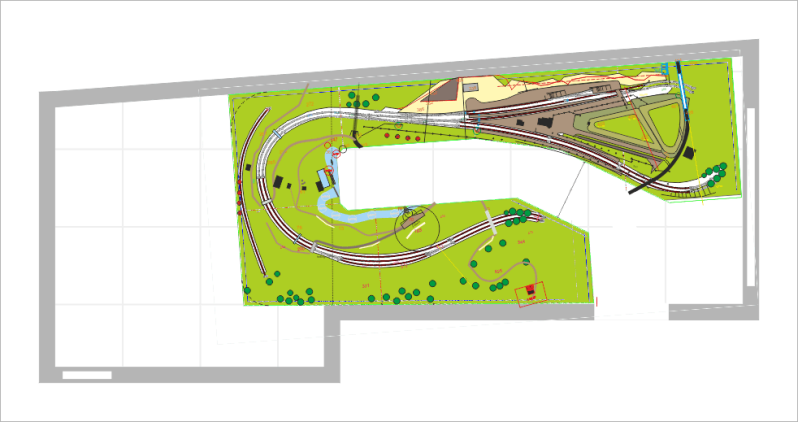 De ontwerpen in fase 6 van de modelbaan laten in het sporenplan een extra rails toe.