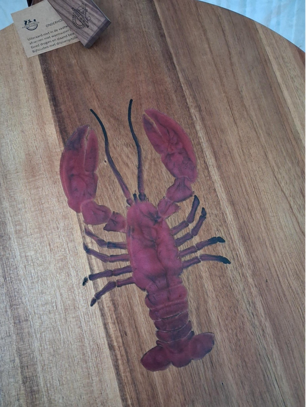 Ronde serveerplank met Krab of Kreeft in Epoxy