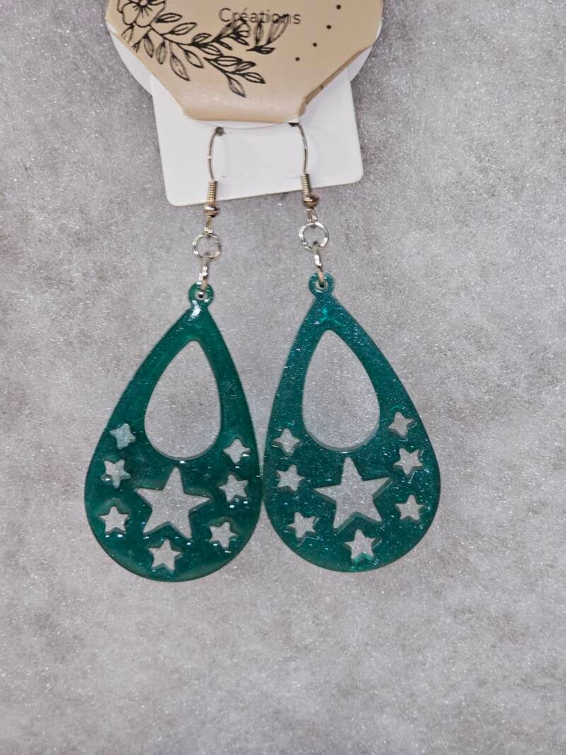 BOUCLES D'OREILLES LARME ETOILE VERT
