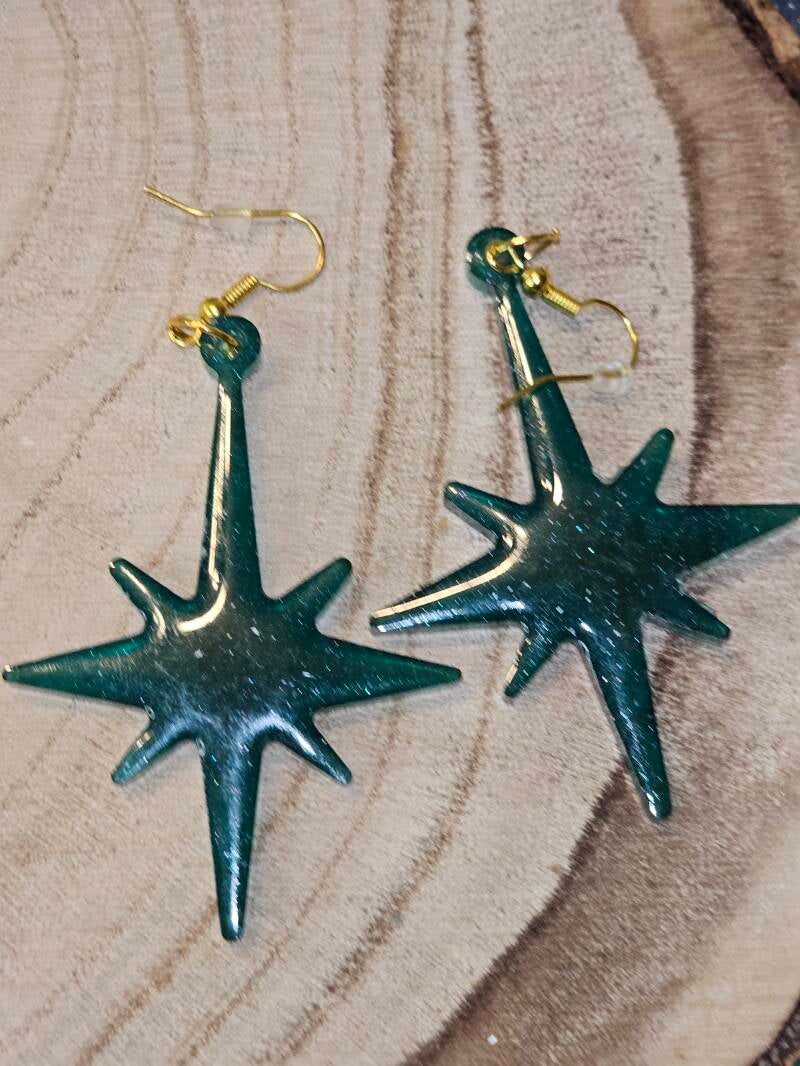 BOUCLES D'OREILLES ETOILE VERTE