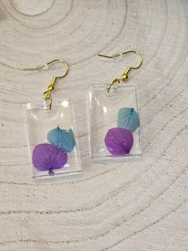 BOUCLES D'OREILLES TRANSPARENT FLEURS