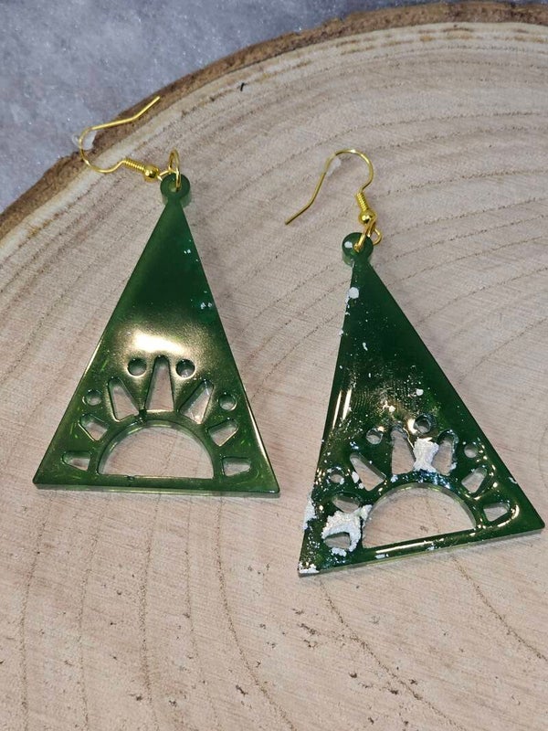 BOUCLES D'OREILLES TRIANGLE VERT