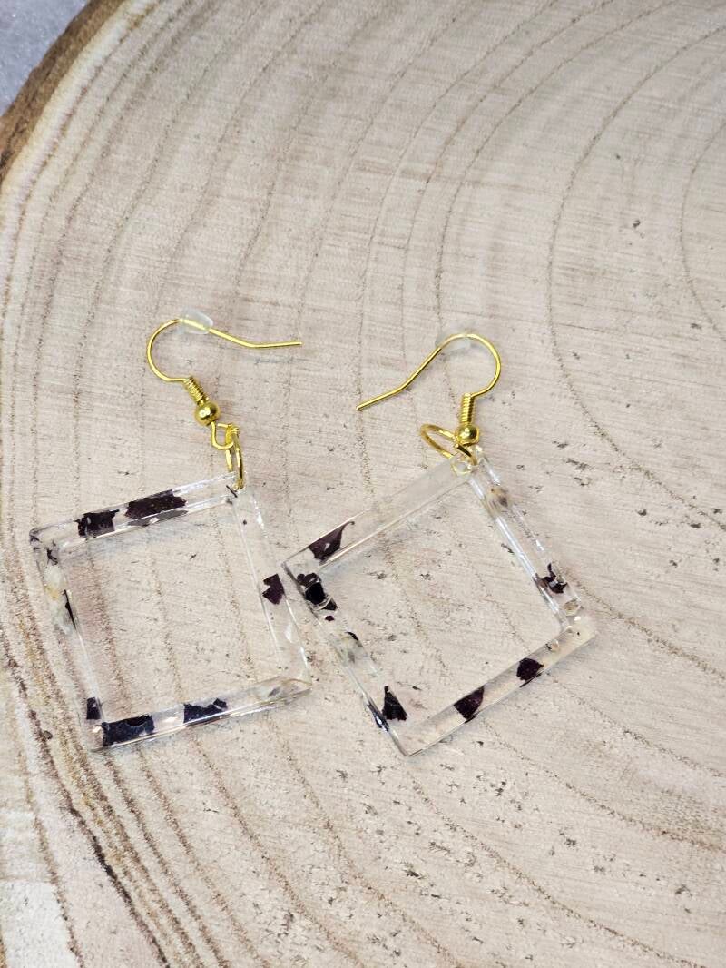 BOUCLES D'OREILLES CARRE PETALES DE ROSE