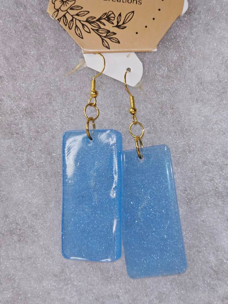 BOUCLES D'OREILLES RECTANGLE BLEU