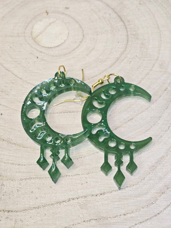 BOUCLES D'OREILLES LUNE VERTE