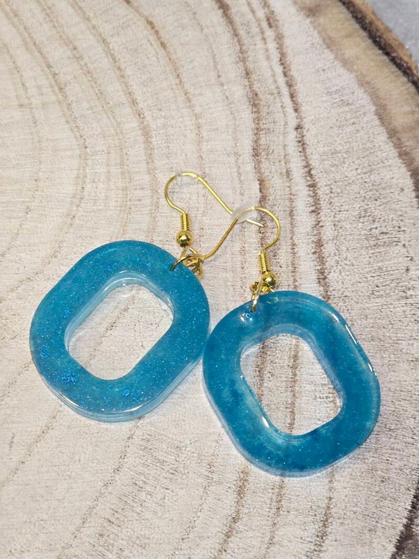 BOUCLES D'OREILLES OVALE OUVERT BLEU