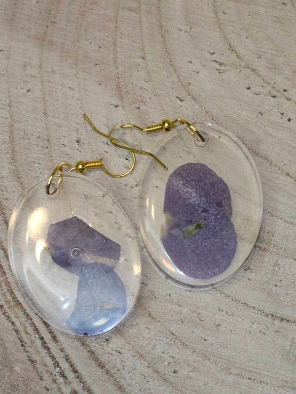 BOUCLES D'OREILLES TRANSPARENTE FLEURS