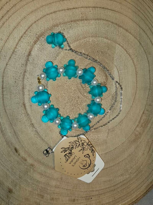 ENSEMBLE COLLIER ET BRACELET TORTUE