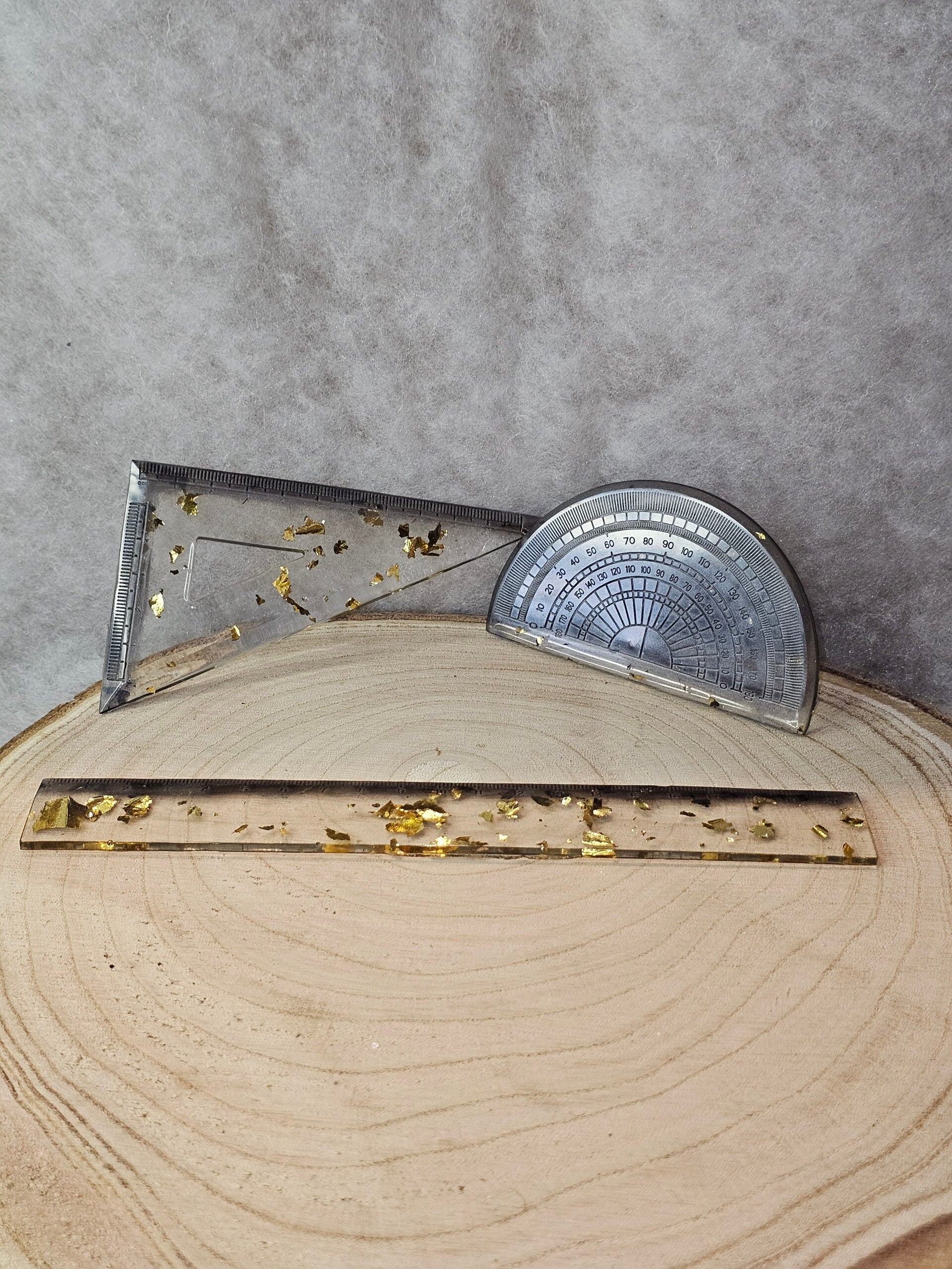 📏 Set de Papeterie "Éclat Doré" (Règle, Équerre, Rapporteur)