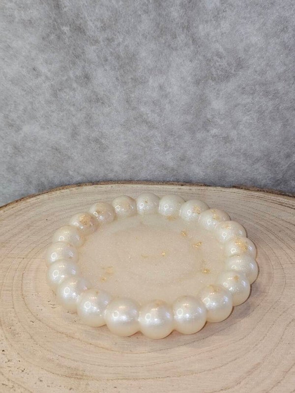 VIDE POCHE ROND BUBBLE BLANC FEUILLES OR