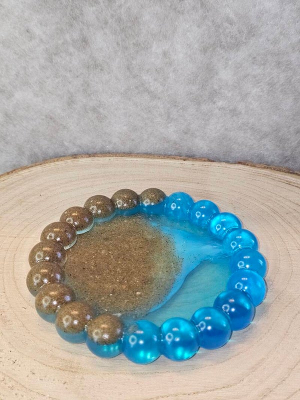 VIDE POCHE ROND BUBBLE BLEU ET SABLE