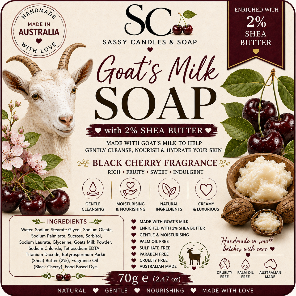 Goats Milk Soap 70gm Now with Shea Butter