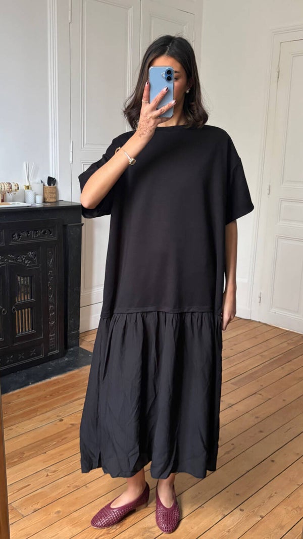 Robe t-shirt bi- matière