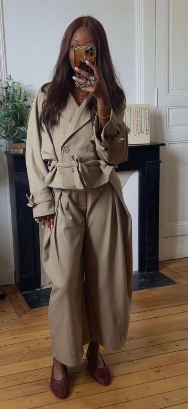 Ensemble Trench +Pantalon à plis ( Couleur Kaki)