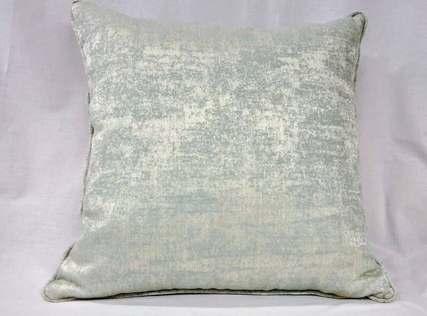 Funda cojín falso liso metalizado en azul agua 45x45