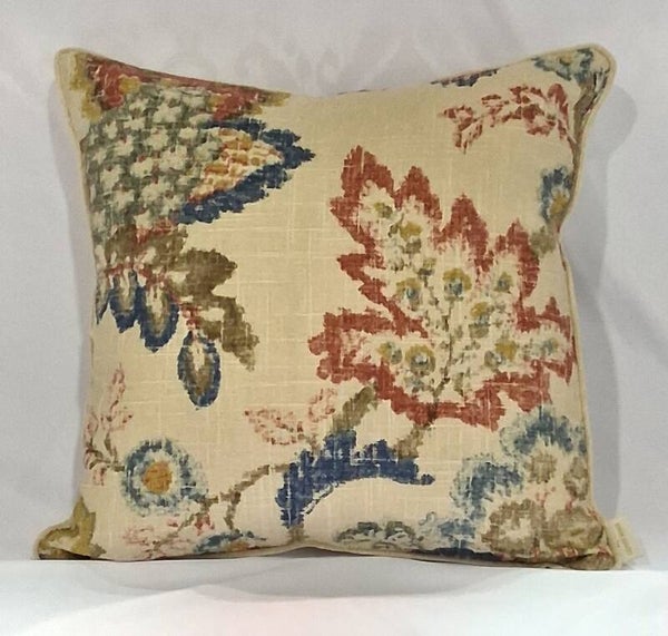 Cojín estampado lino 45x45 rojo/azul Jaén