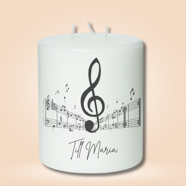 Blockljus med bild och text