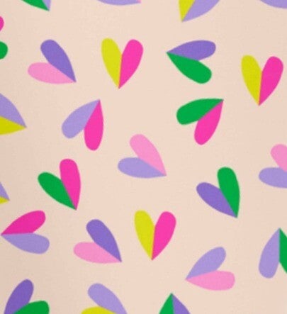 Inpakpapier- Lila/crème hartjes -