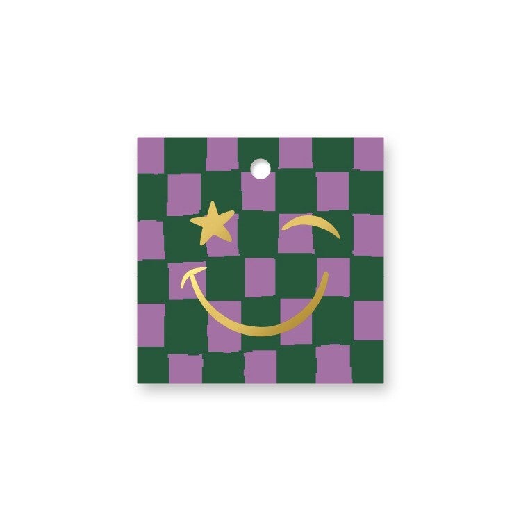 Cadeaulabel Smiley groen/paars