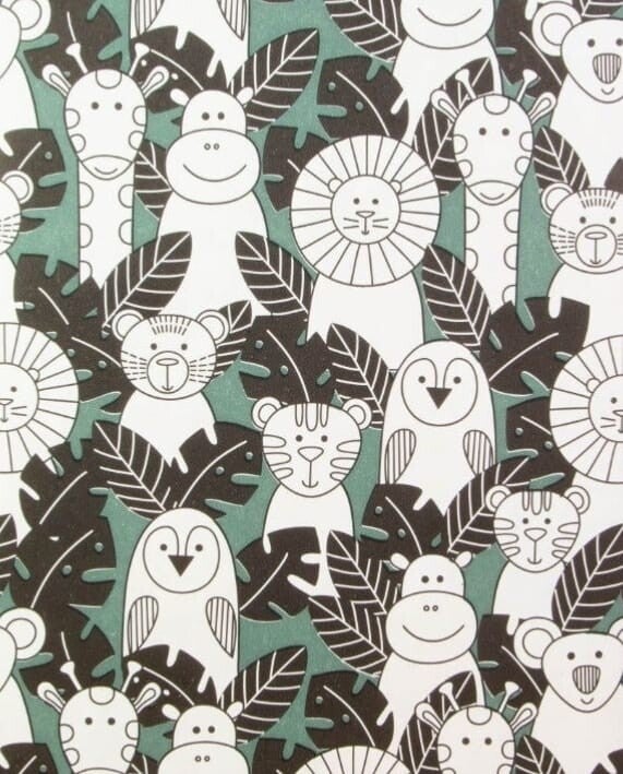 Inpakpapier - Dieren zwart/groen -